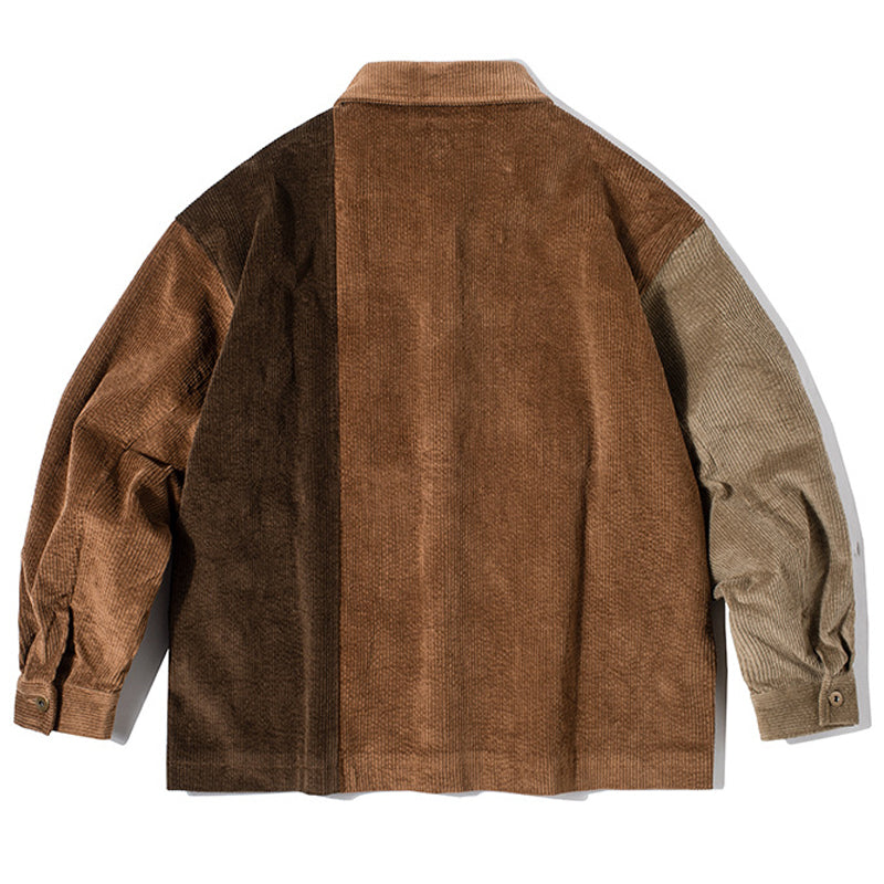 Mixed Color Alphabet Embroidered Retro Loose Fit Jacket