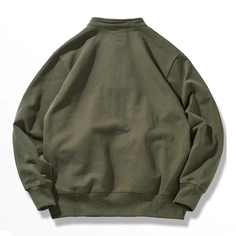 Heavyweight half-button sweatshirt with 3D pockets