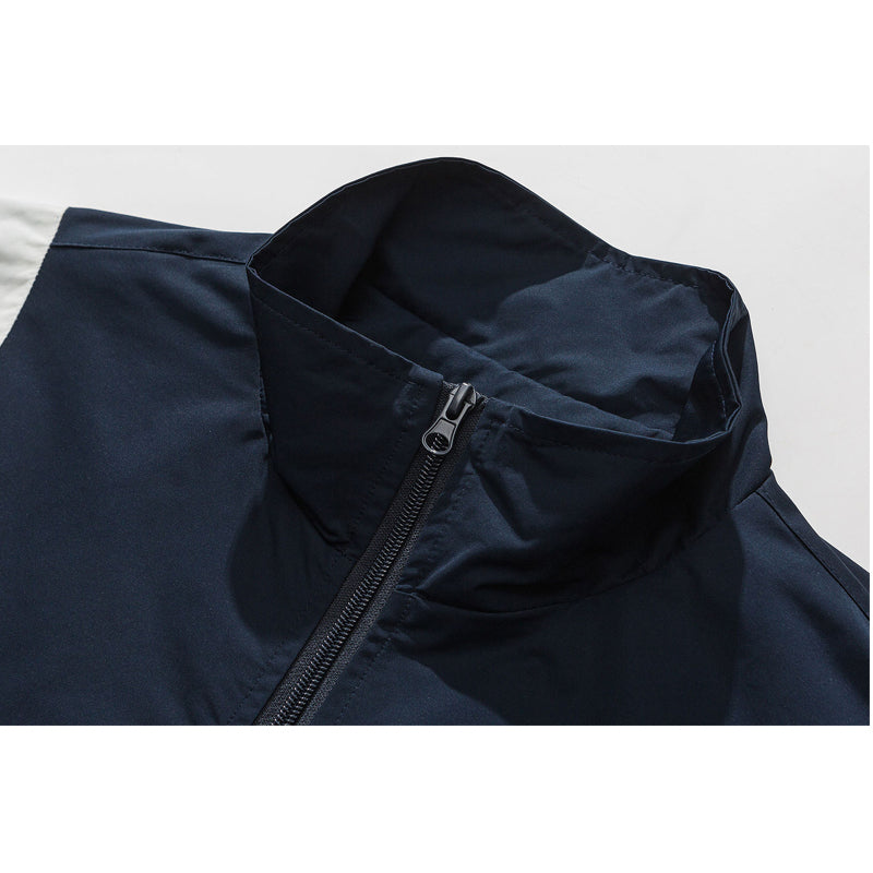 Vintage alphabet jacket with stand-up collar and zipper