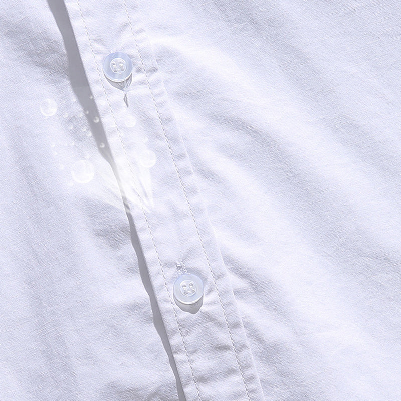 Retro functional large pocket plain work short sleeve shirt