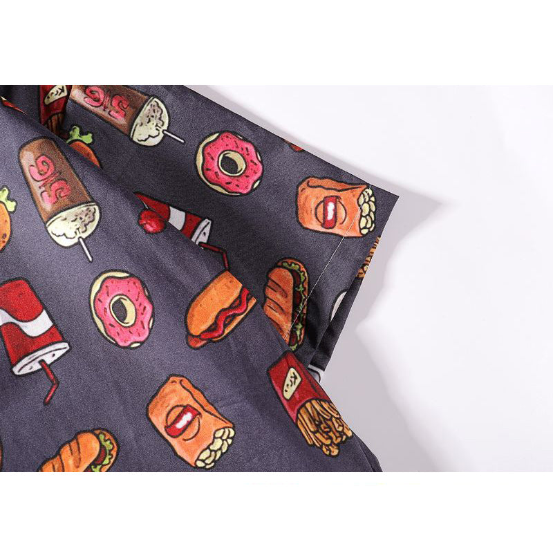 Lightweight Aloha Shirt with Turndown Collar and Fruit Print for Summer