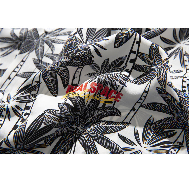 Hawaiian oak tree print short sleeve shirt