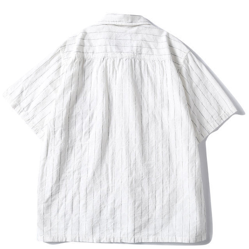 New summer border linen short sleeve shirt