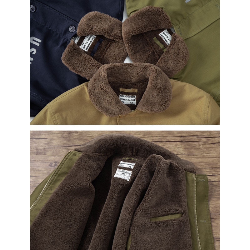 American casual A2 heavyweight cargo down jacket with a turn-down collar