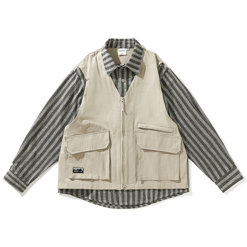 Striped faux layered vest shirt