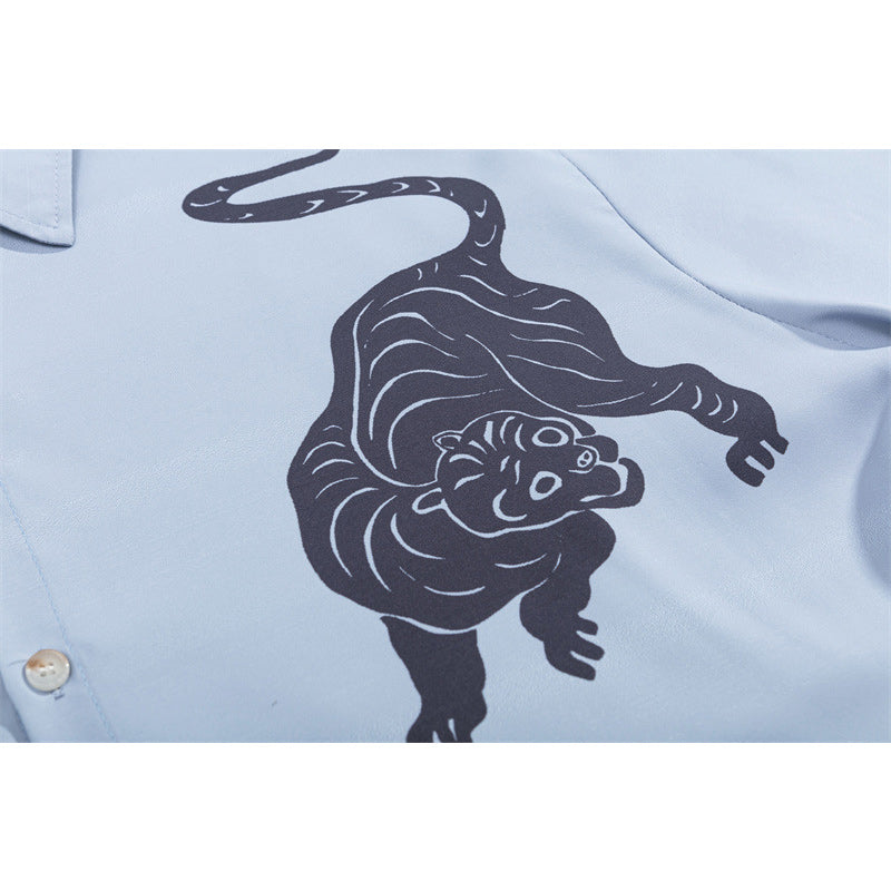 Animal and plant print short-sleeved shirt