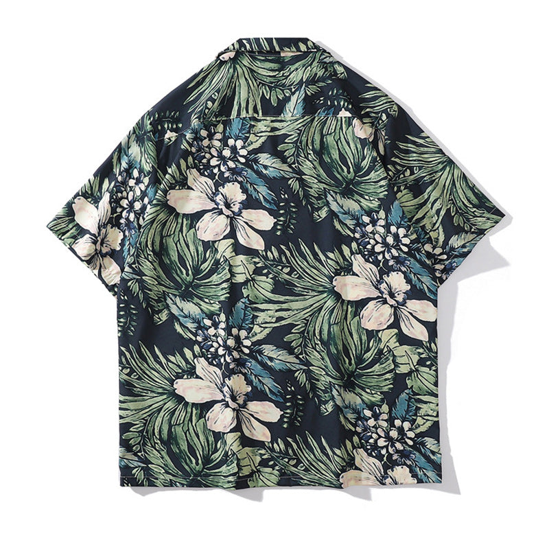 Hawaiian Cuban collar floral short sleeve shirt