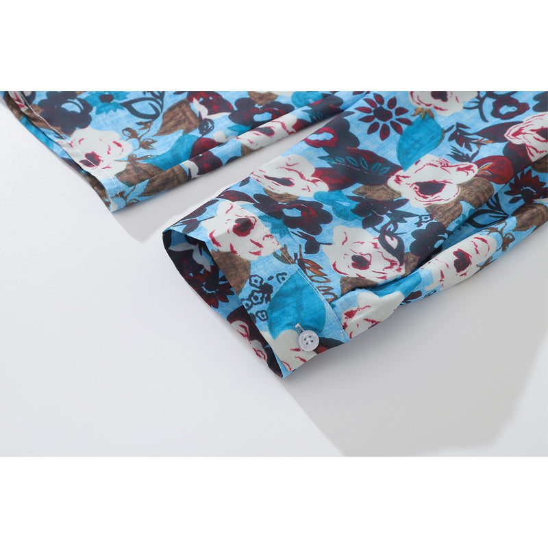 New Autumn Collection: Full Bloom Blue Long Sleeve Shirt