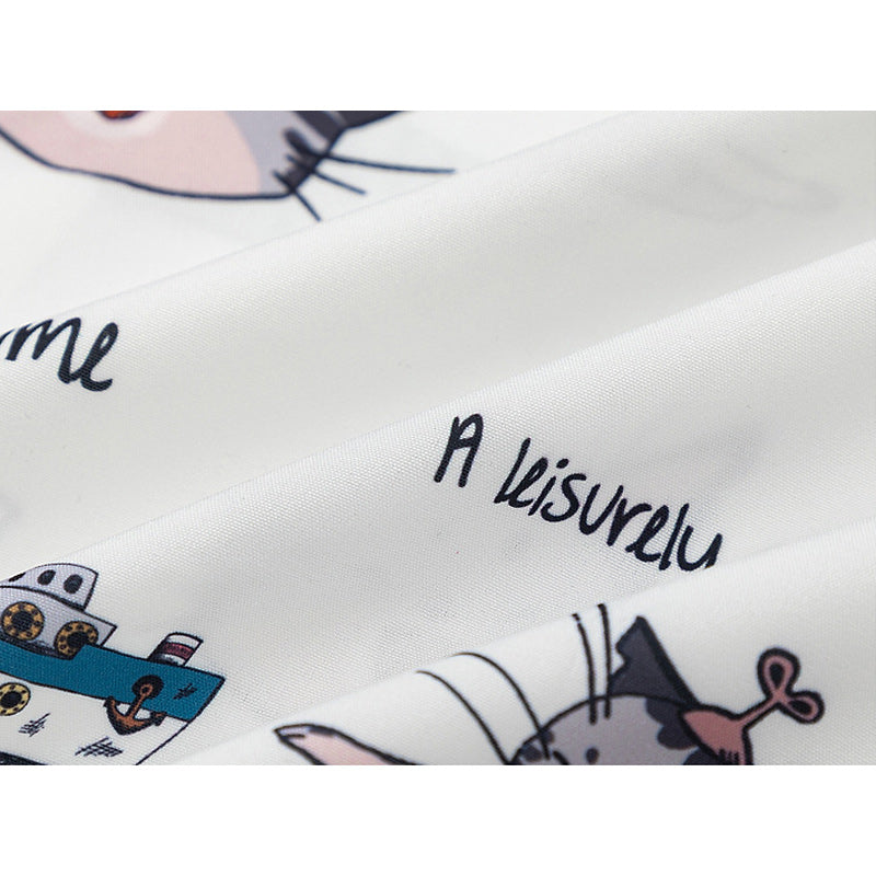 かわいい「猫」総柄半袖シャツ