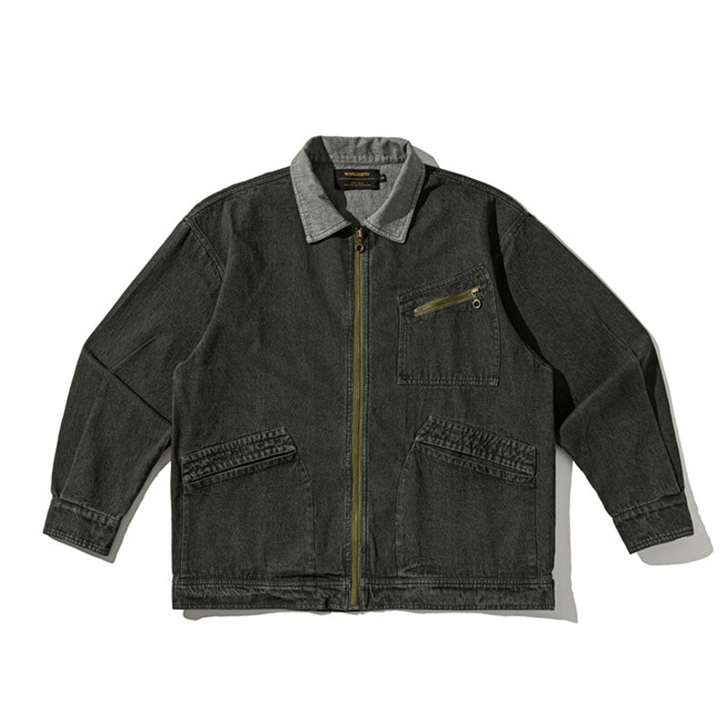 vintage無地ウオッシュ加工ジャケット