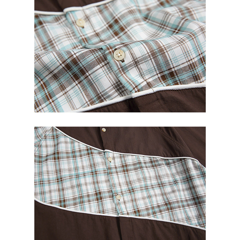 Retro check pattern short sleeve shirt