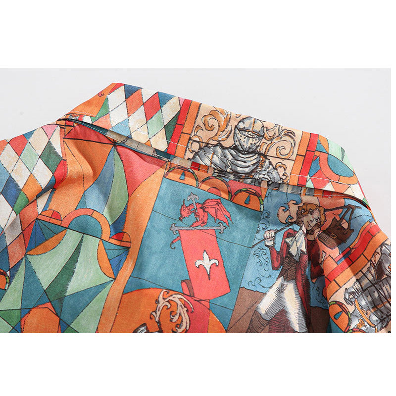 Retro all-over print aloha short-sleeved shirt