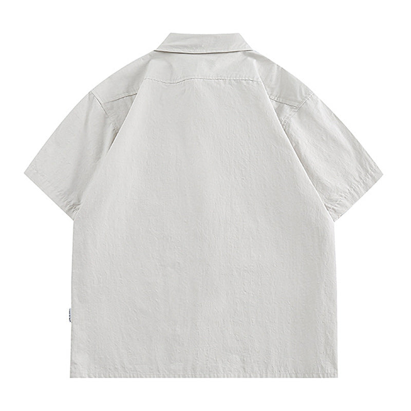 Retro casual plain work short sleeve shirt
