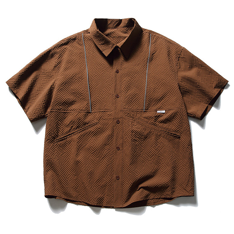 New summer multi-pocket plain short-sleeved shirt