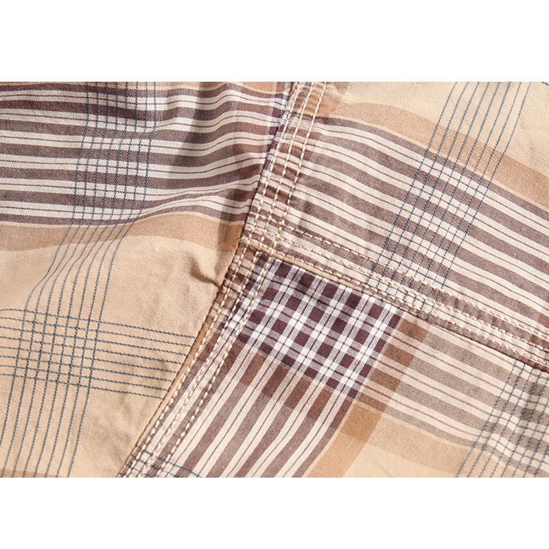 Classic cotton check pattern long sleeve shirt