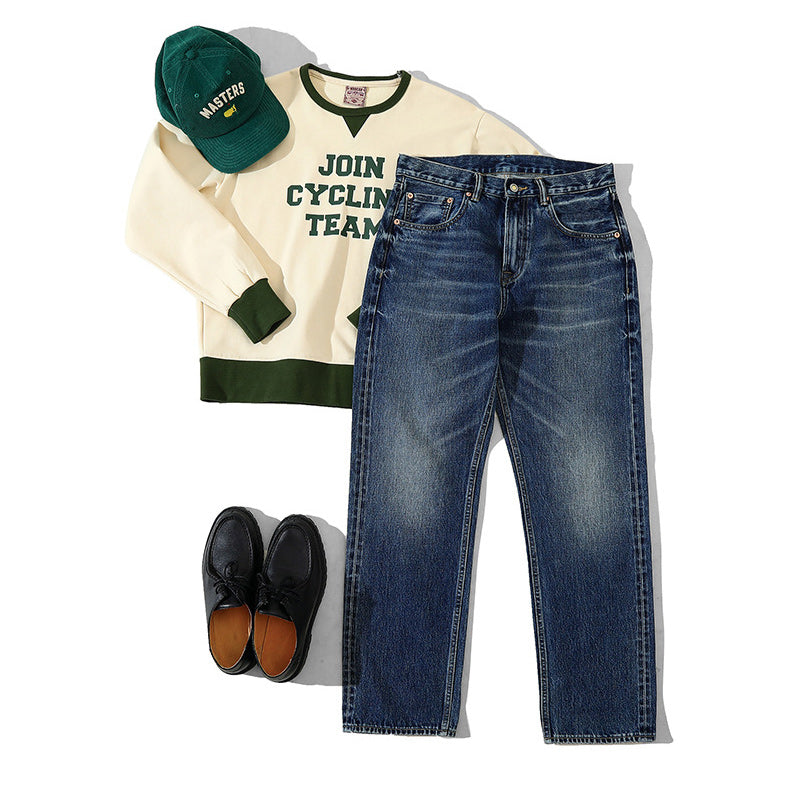 Washed Patch Pocket Denim Pants