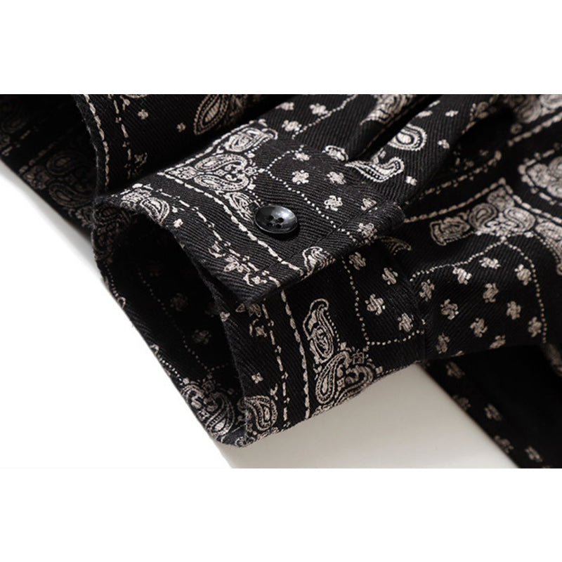 Elbow patch paisley print work shirt