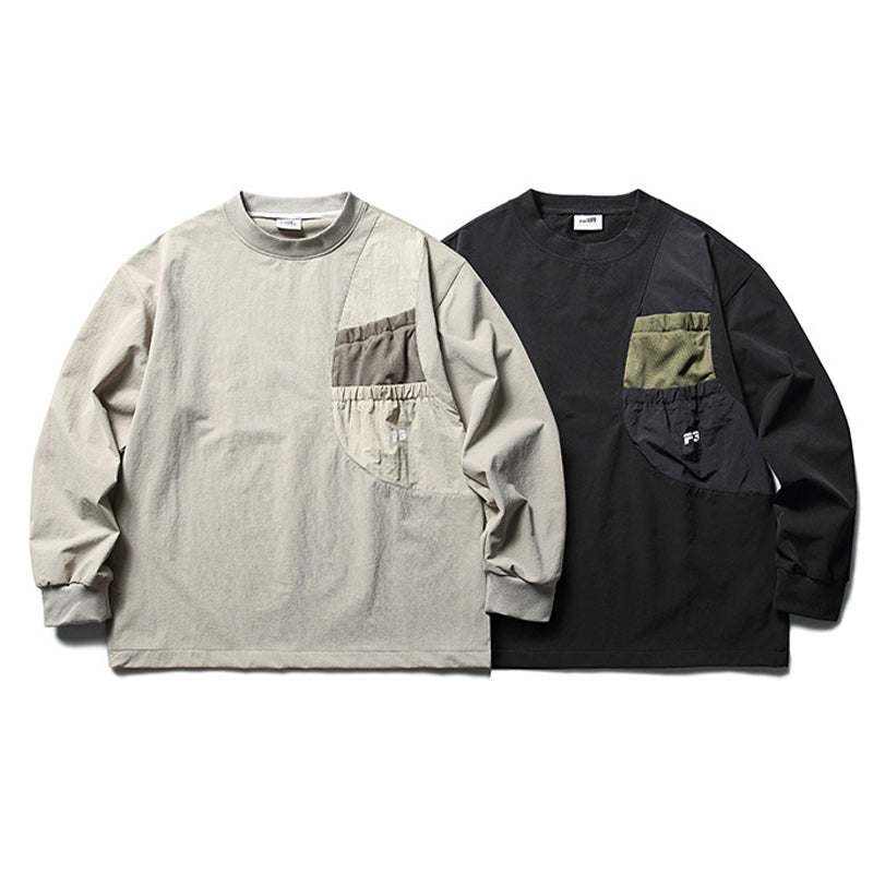 Retro color pocket loose hoodie