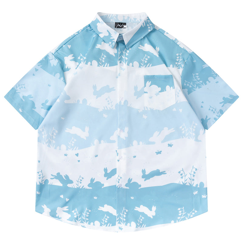New for summer: Cute rabbit print short-sleeved shirt