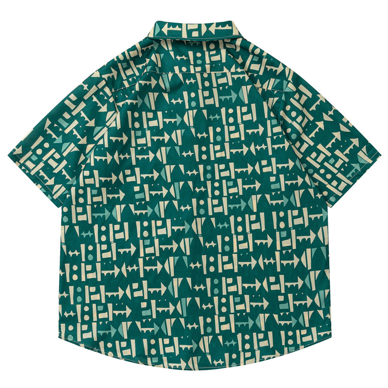 New summer geometric print short sleeve shirt