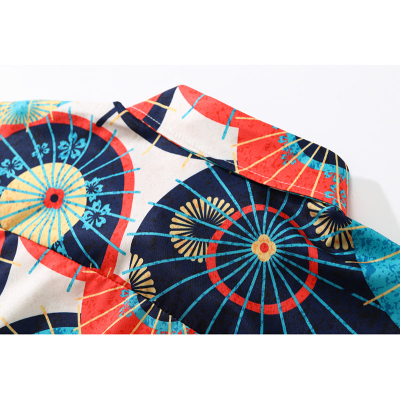 Autumn long-sleeved traditional print shirt