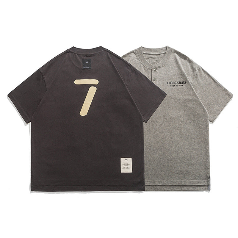 Plain retro American casual short-sleeved T-shirt
