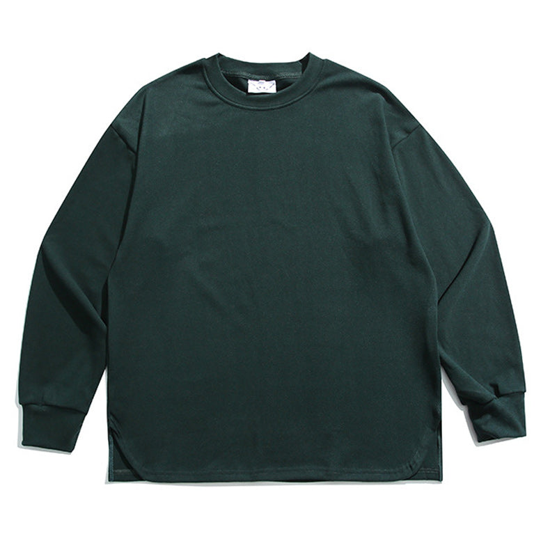 四色選べ無地不規則シンプル長袖Tシャツ