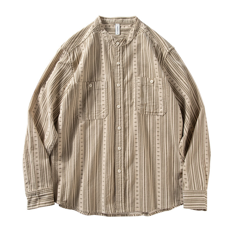 Ethnic Stripe Corduroy Henley Shirt