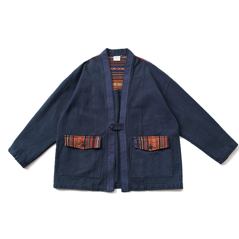 Sanjuro Kimono Jacket, Ethnic-style Classic Color-block Jacket