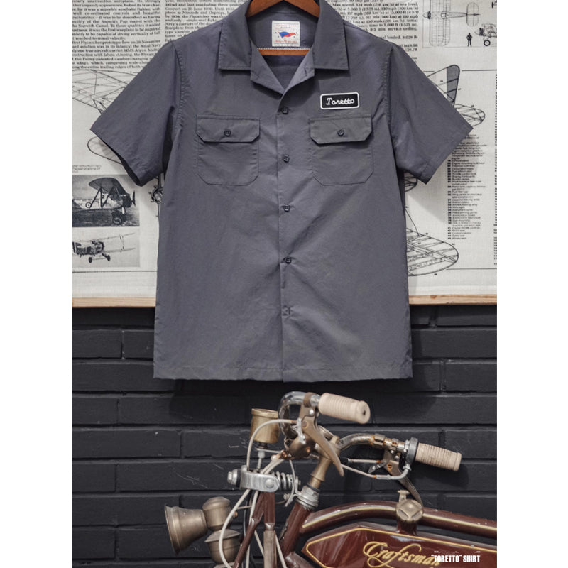 Embroidered tag double pocket work shirt