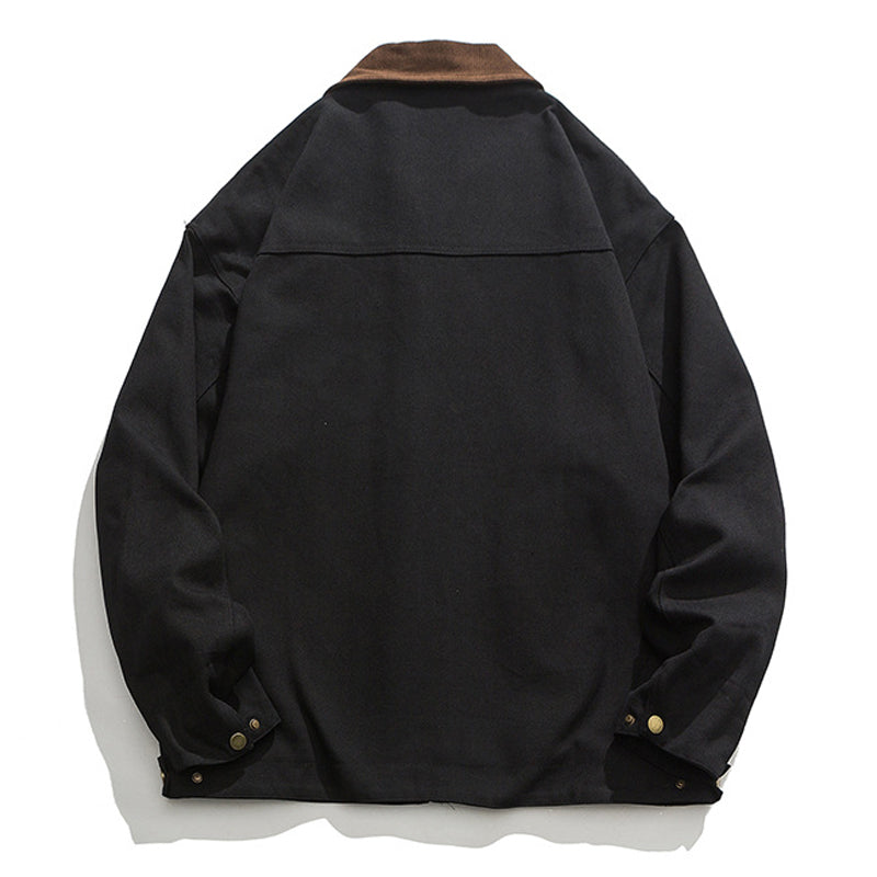 Corduroy neck multi-pocket retro jacket