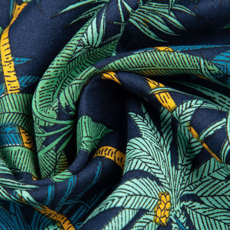 Hawaii Cuban Collar Short Sleeve Coconut Plantain Aloha Shirt