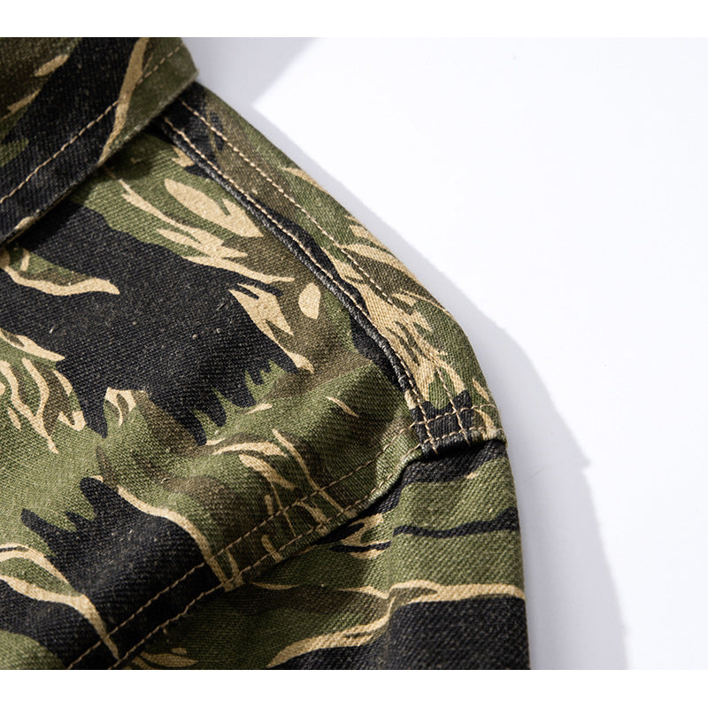 American casual coverall with Woodpecker embroidered badge