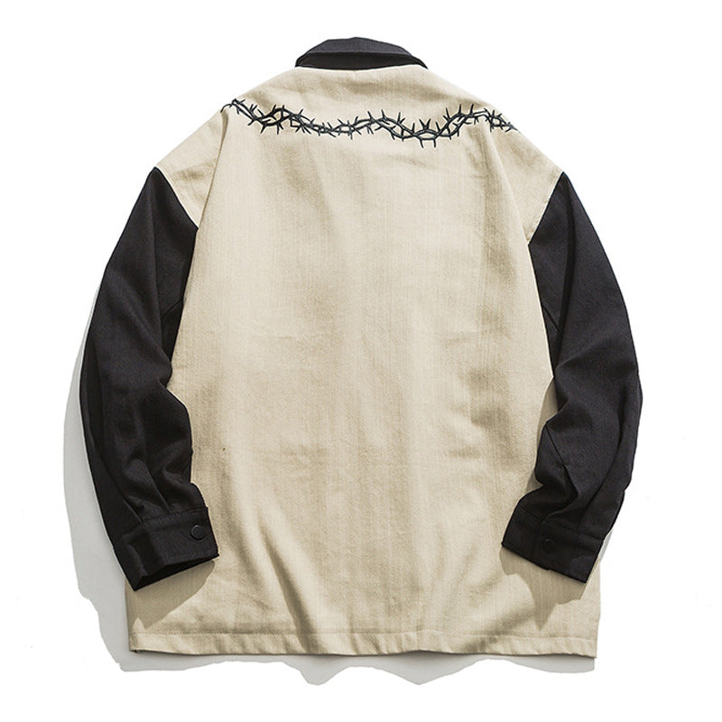 American casual embroidered retro color combination jacket