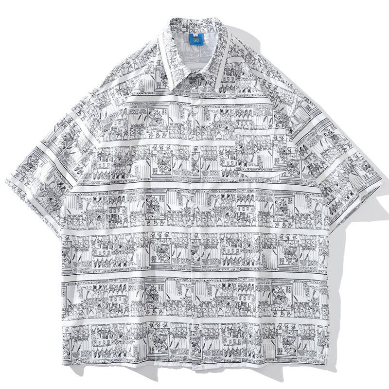 New for summer: ethnic print short-sleeved shirt