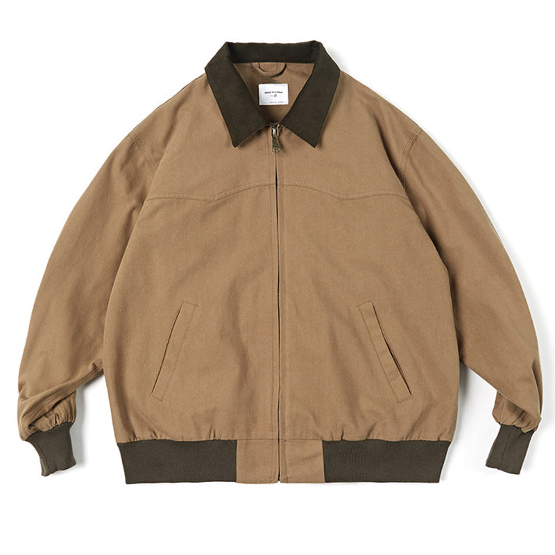 Plain corduroy neck casual jacket