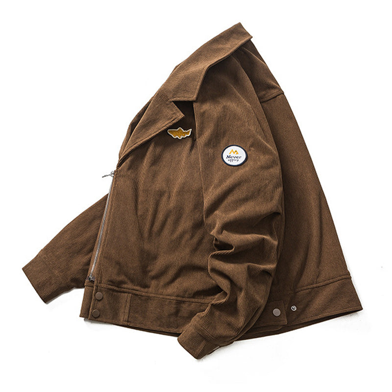 Plain corduroy folded neck jacket