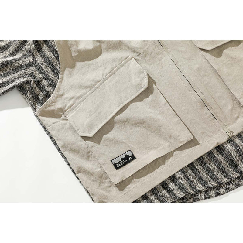 Striped faux layered vest shirt