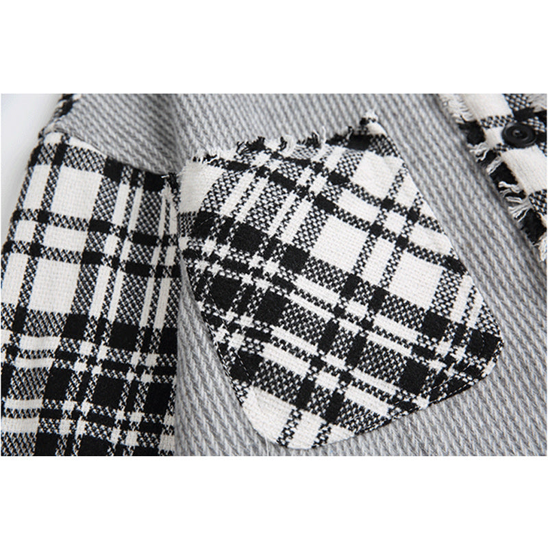 Fashion check pattern long sleeve shirt