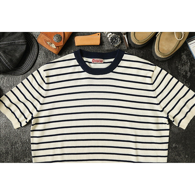 American casual pitch striped cotton tee