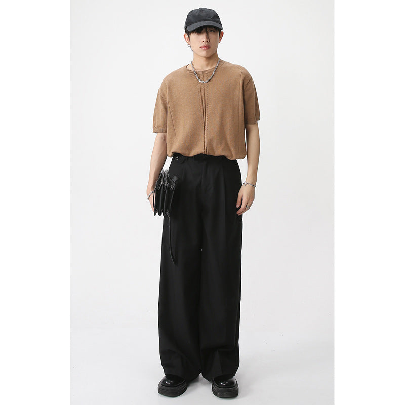 Simple knitted loose short sleeve knit T-shirt