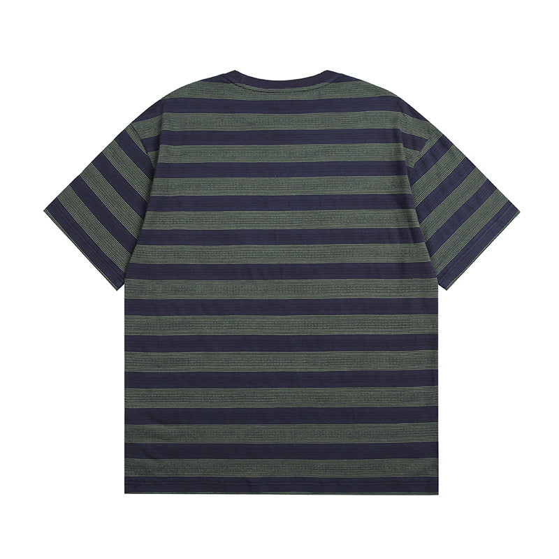 Striped BF-style couple casual short T-shirt