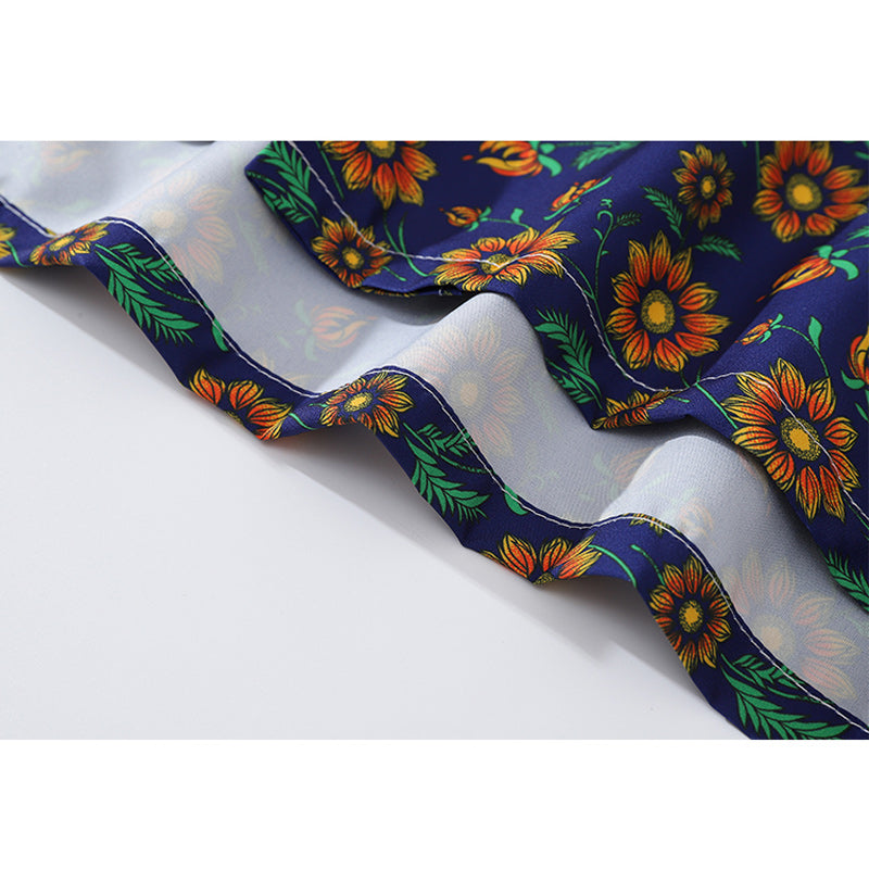 Retro floral short-sleeved shirt