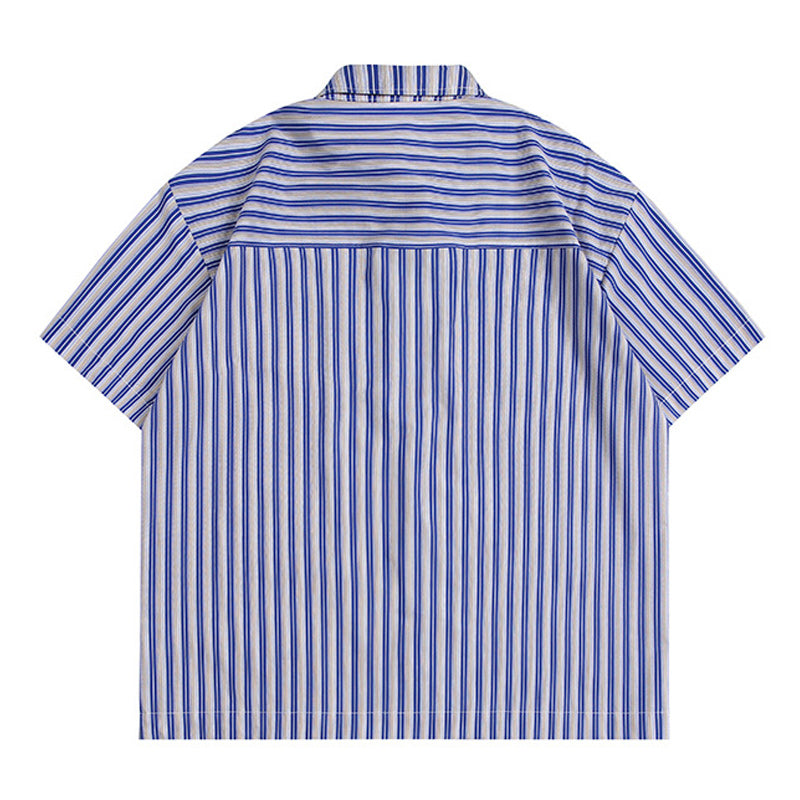 Classic striped work short-sleeved shirt