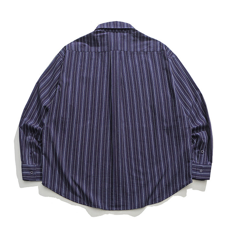 Luxurious classic striped long-sleeved work shirt