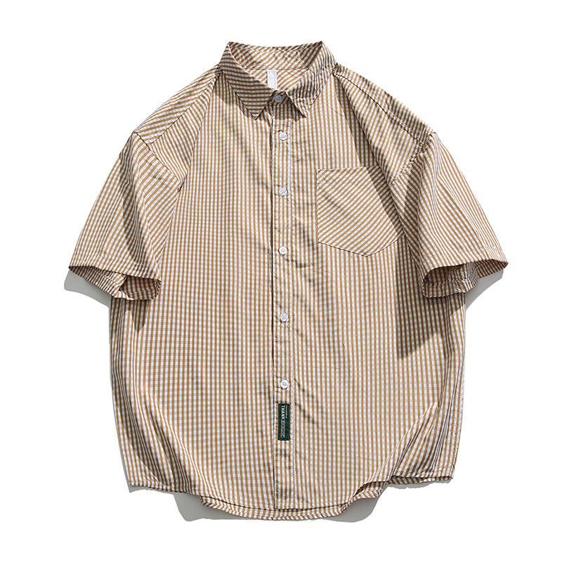 Classic check pattern short-sleeved shirt