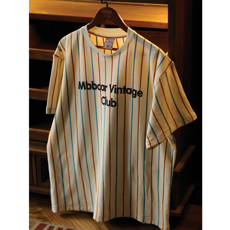 260g レトロカラフルバルーンストライプコットンtee
