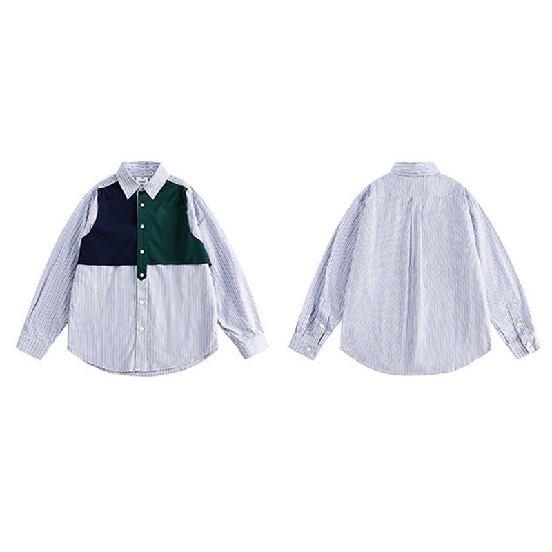 Faux layered outdoor vest and striped shirt