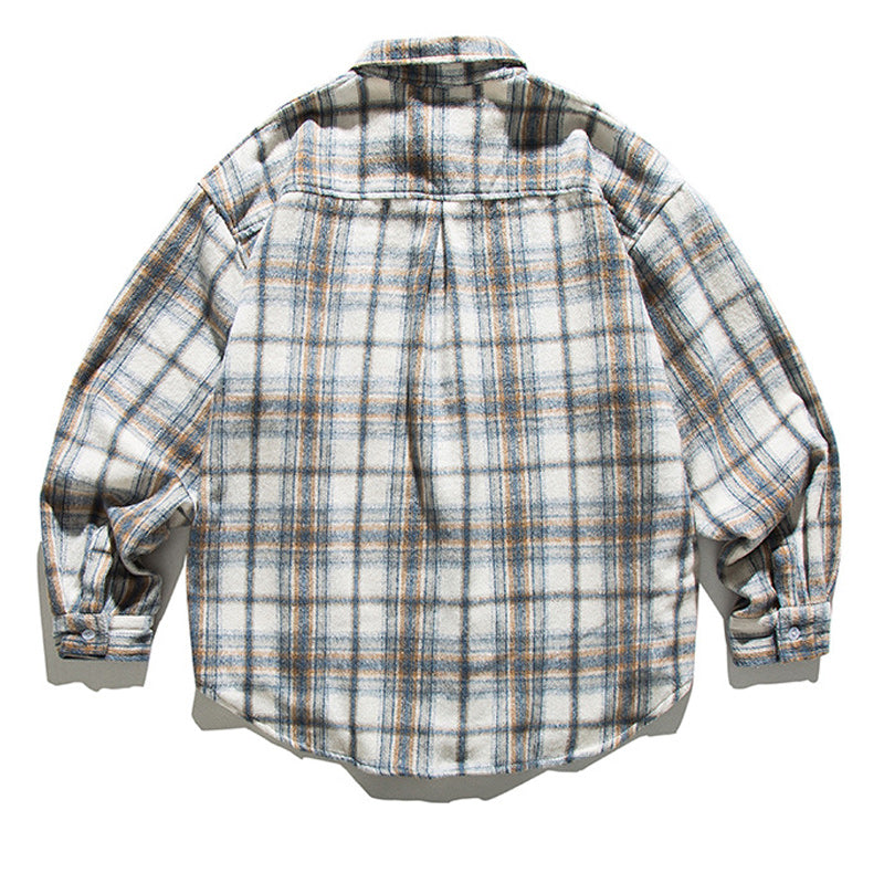 Classic brushed check pattern long sleeve shirt