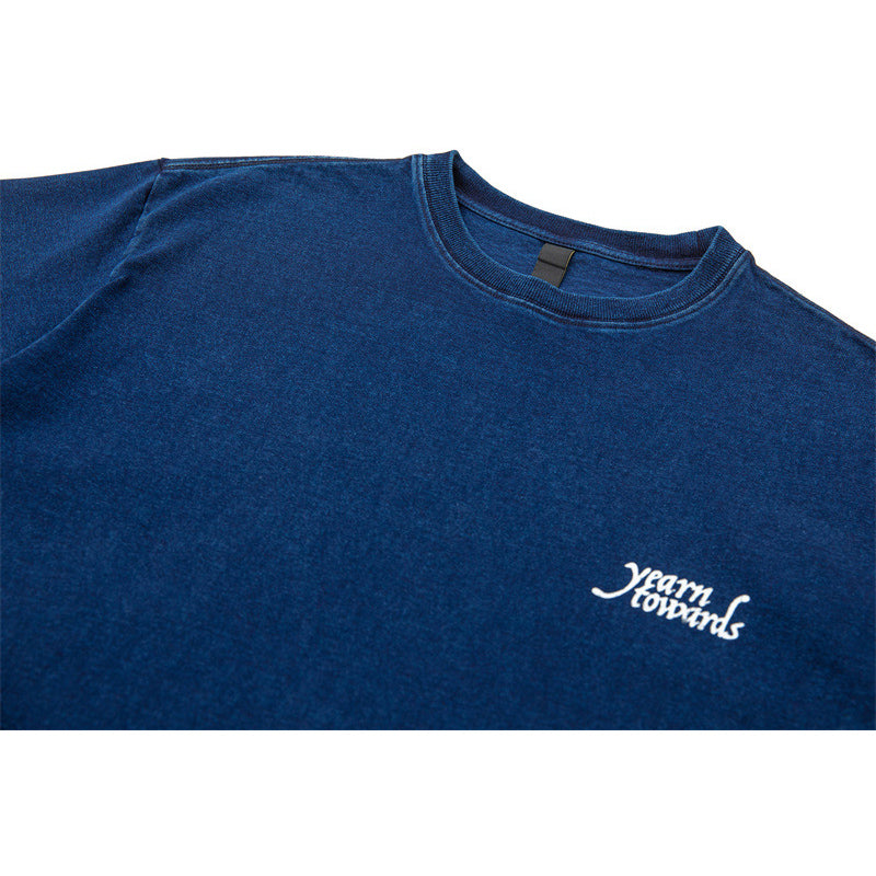夏新作 320g藍染め アルファベット Tシャツ